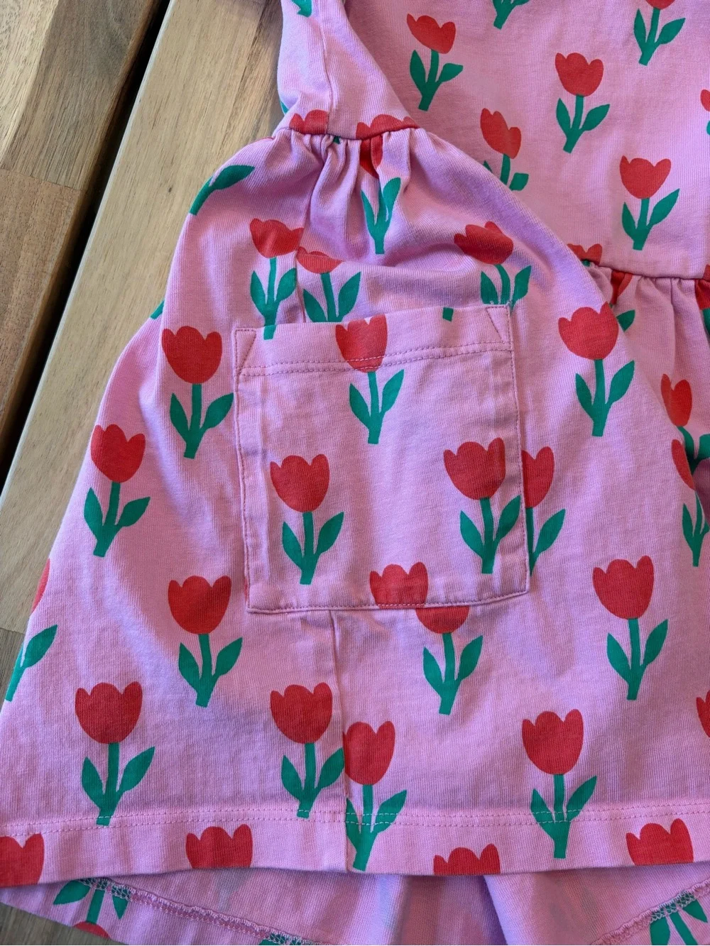 Hanna Andersson Toddler Playground Dress with Pockets Red Tulip Print Cotton 3T